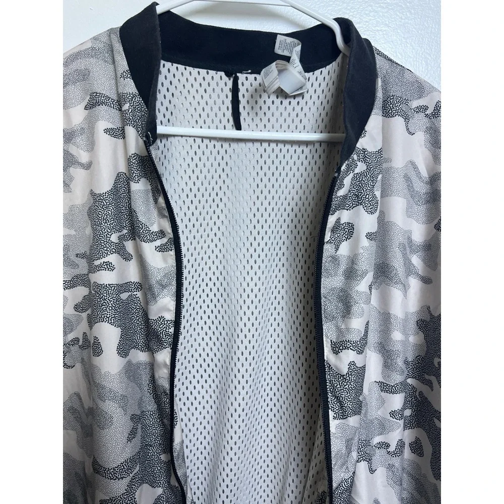 Adidas Mens Camo Stippled Mesh Lined Full Zip Track Jacket Grey Black Size L